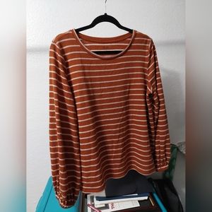 A.N.A- A New Approach LARGE Long Sleeve Orange and White Striped Sweater